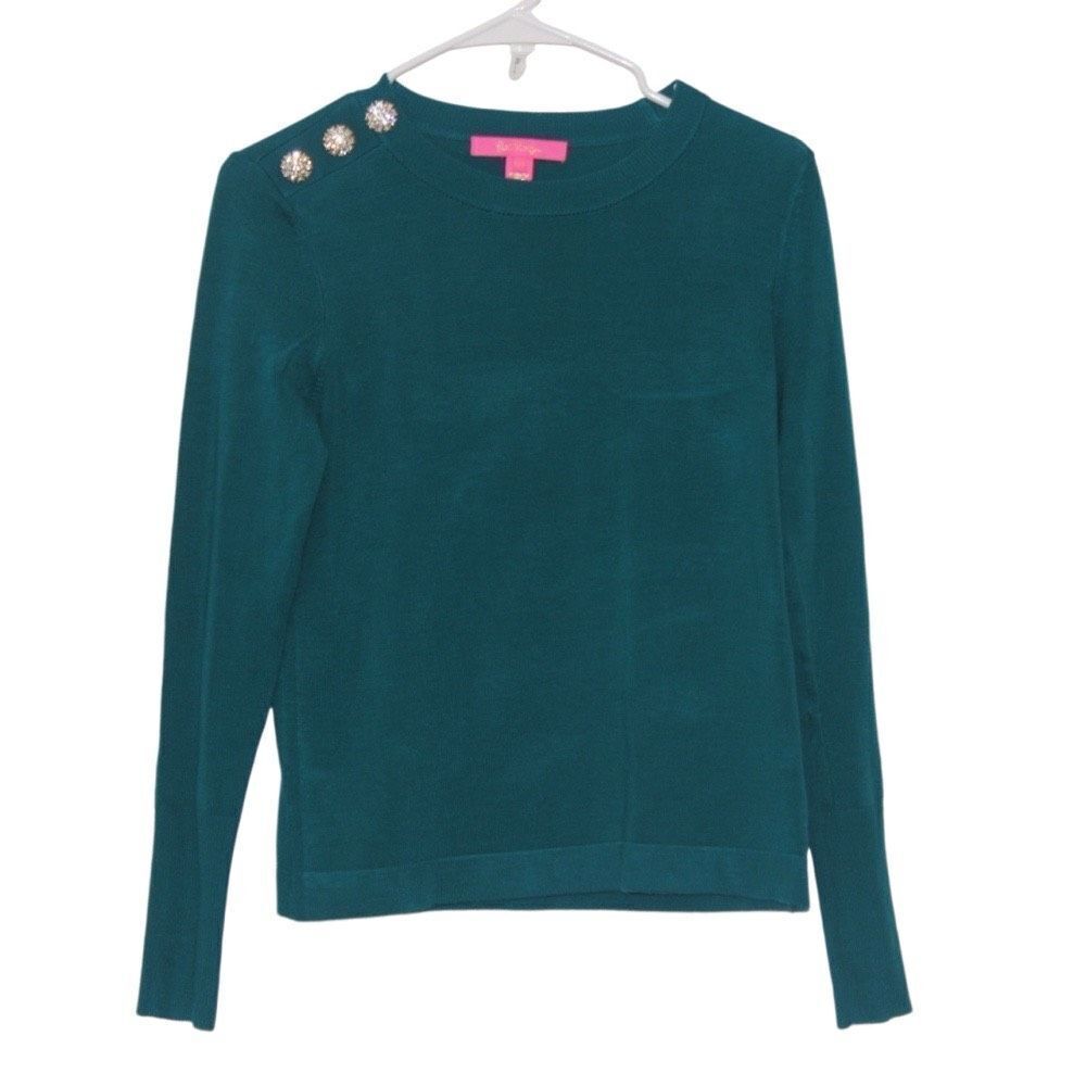 Lilly Pulitzer Teal Sweater with Button Detail
